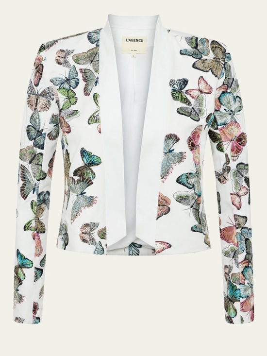 L'AGENCE Jackets & Blazers - L'AGENCE Ace Butterfly Embroidered Cropped Jacket White - With Tags - Size 2